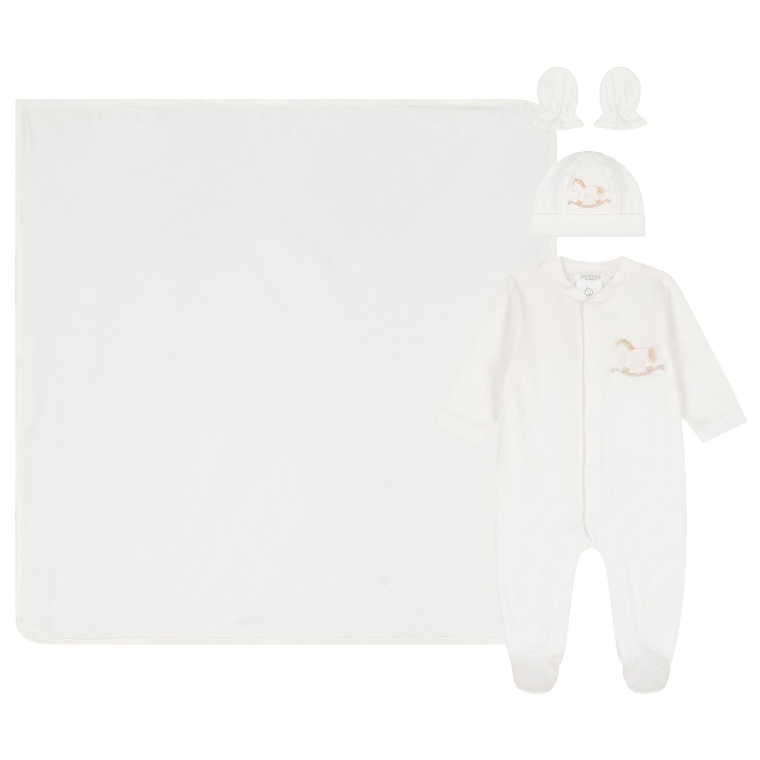 Baby Boys White Horse Babygrow Gift Set, 2, hi-res