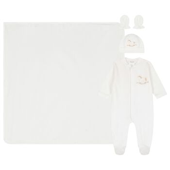 Baby Boys White Horse Babygrow Gift Set