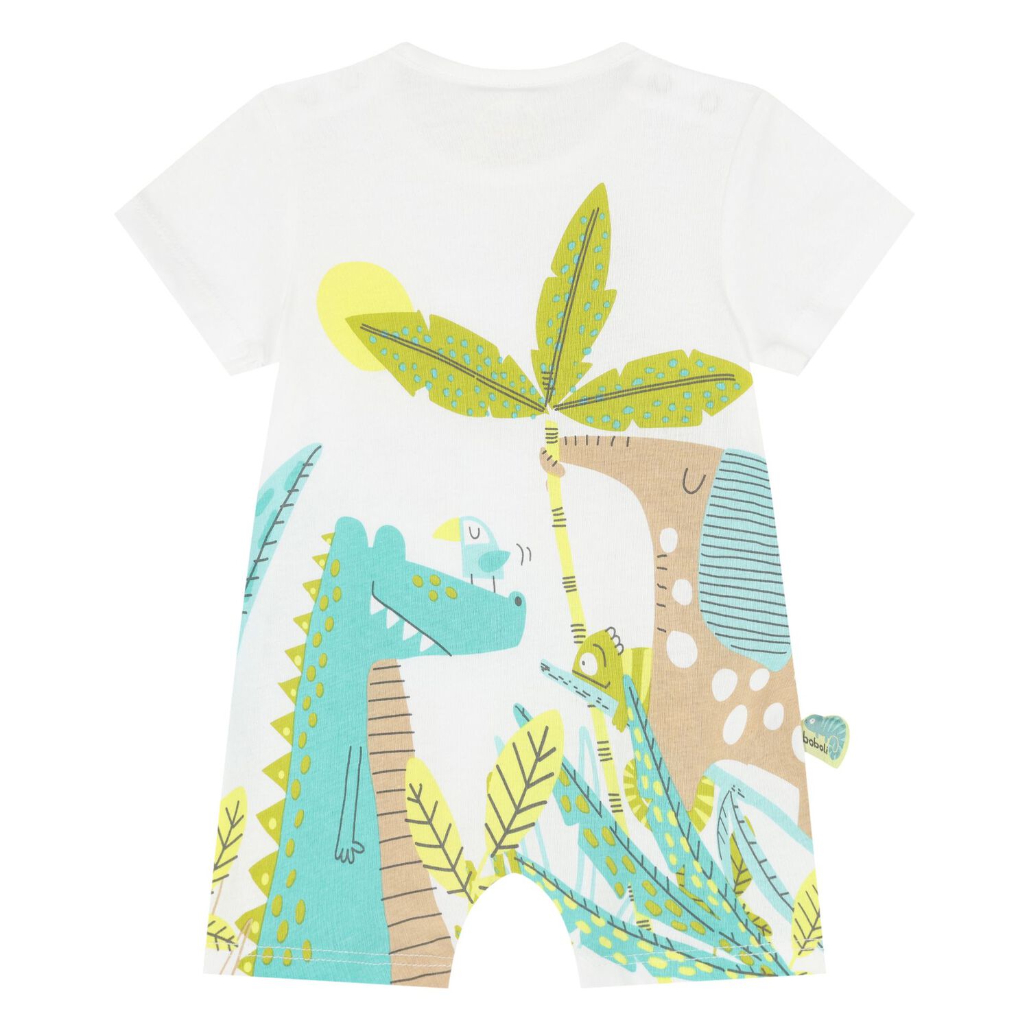Baby Boys White Jungle Romper, 1, hi-res