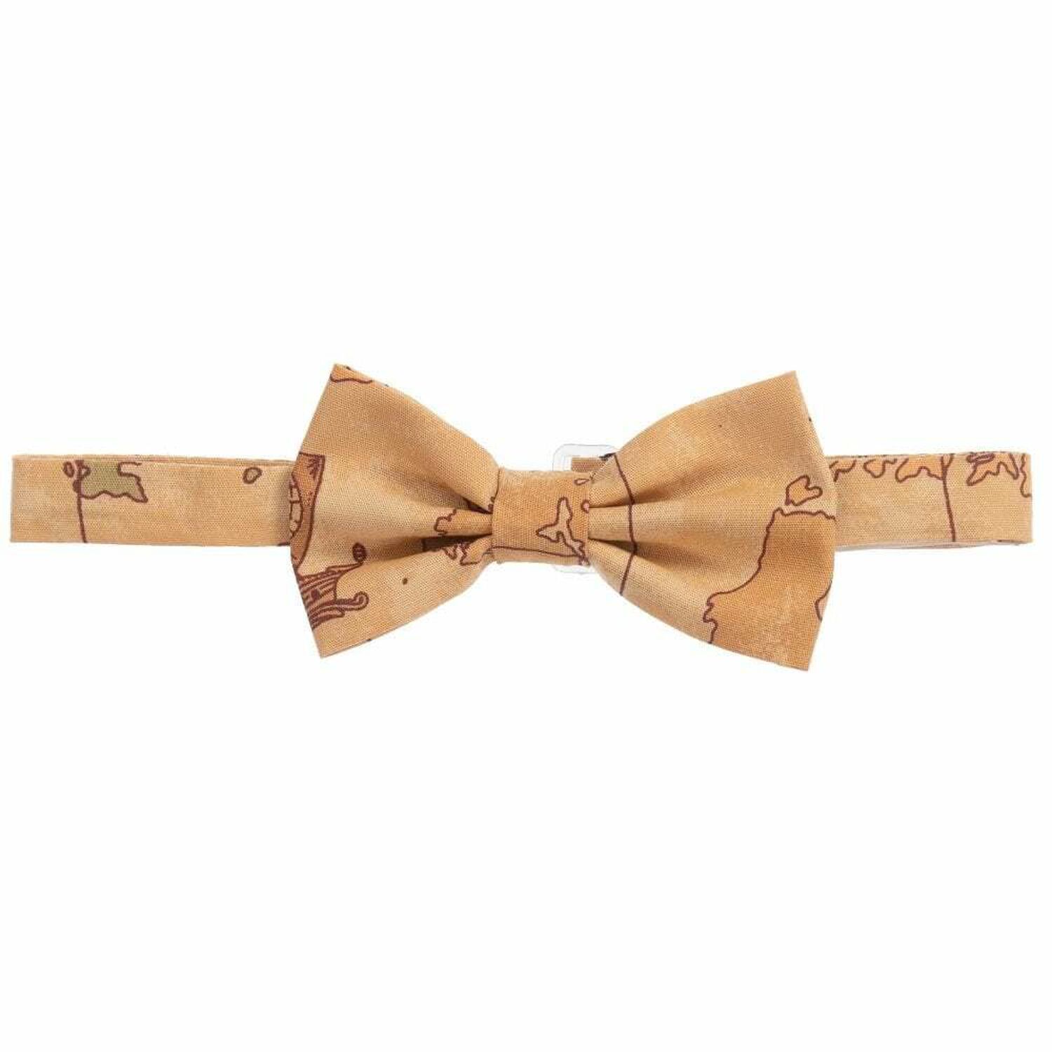 Younger Boys Beige Geo Map Bow Tie, 1, hi-res
