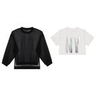 Girls Black & White Logo Top, 1, hi-res