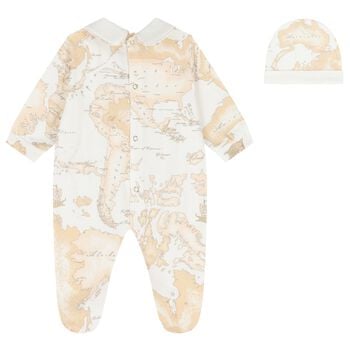 Ivory & Beige Geo Map Babygrow Gift Set