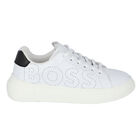 Boys White Logo Trainers, 1, hi-res