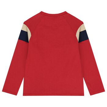 Boys Red Logo Long Sleeve Top, 1 Boys Red Logo Long Sleeve Top