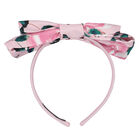 Girls Pink Floral Bow Headband, 3, hi-res