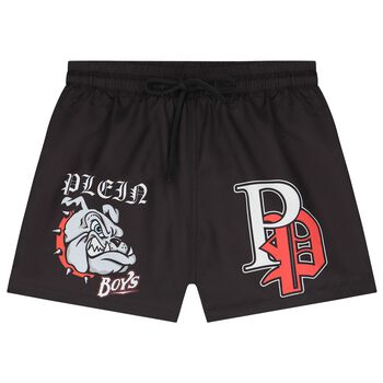 Boys Black Logo Swim Shorts