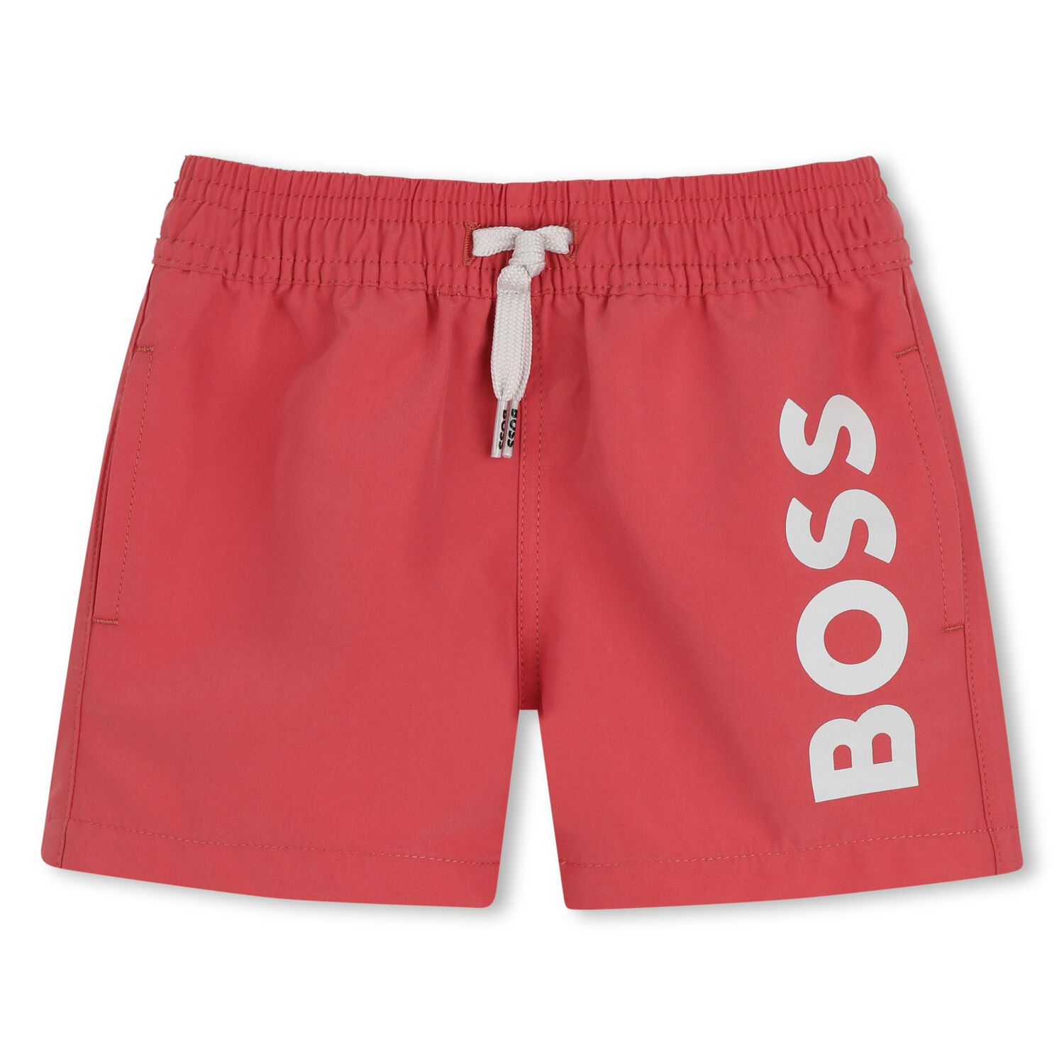 Younger Boys Red Logo Swim Shorts, 1, hi-res