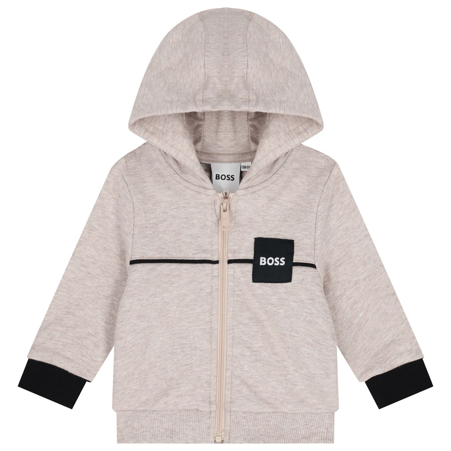 Baby Boys Beige & White Logo Tracksuit Set, 3, hi-res