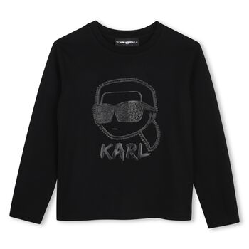 Boys Black Ikonik Karl Long Sleeve Top