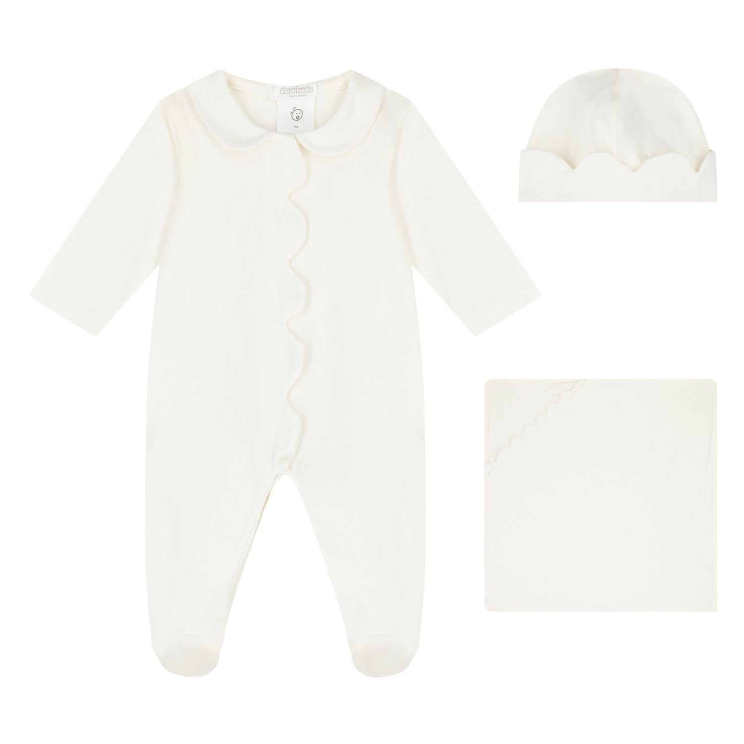 Ivory Scalloped Babygrow Gift Set, 1, hi-res