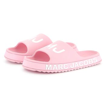 Girls Pink & White Logo Sliders