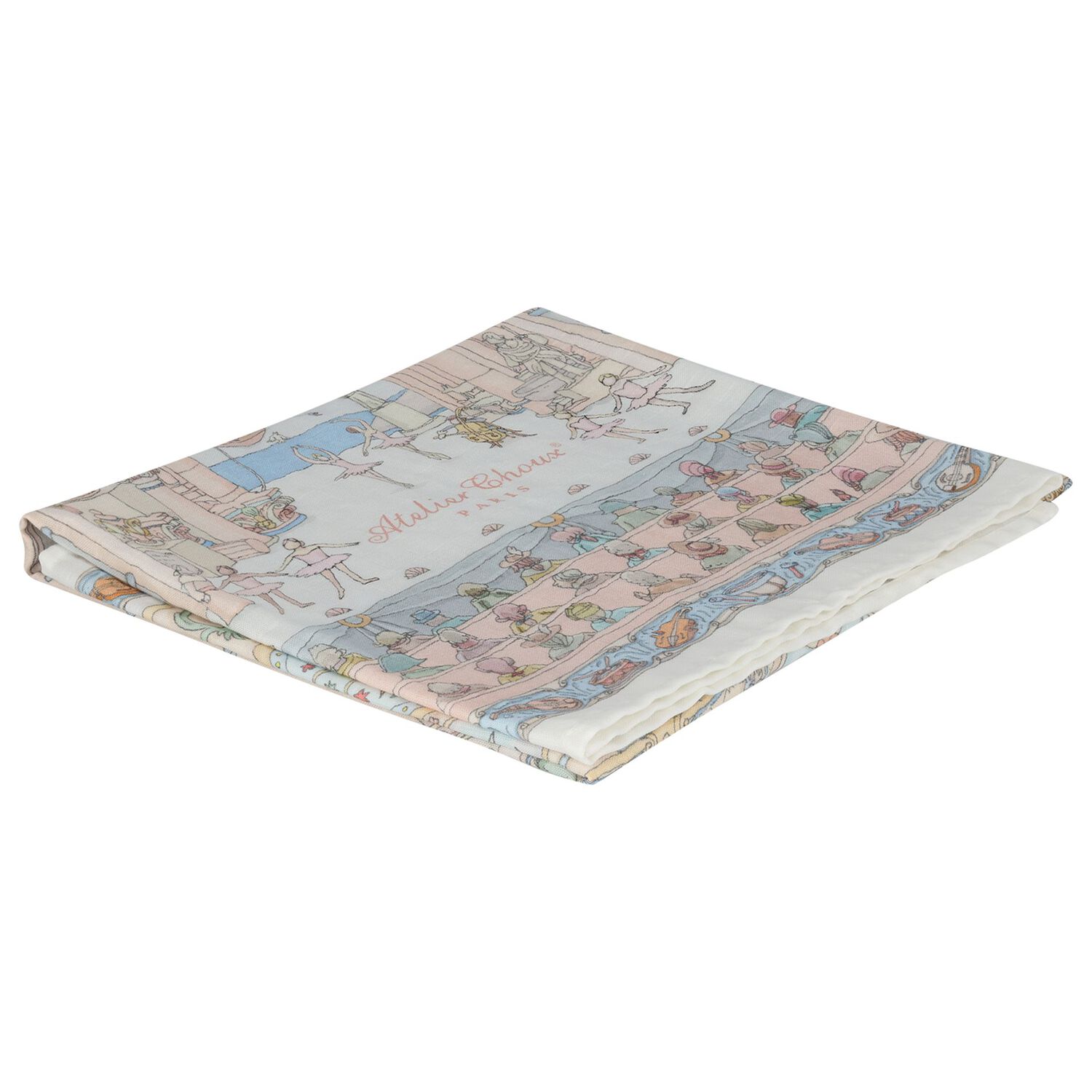 Ivory & Blue Ballet de Paris Baby Carr&eacute; Swaddle & Bib Gift Set, 1, hi-res