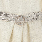 Girls Ivory & Silver Embellished Dress, 1, hi-res
