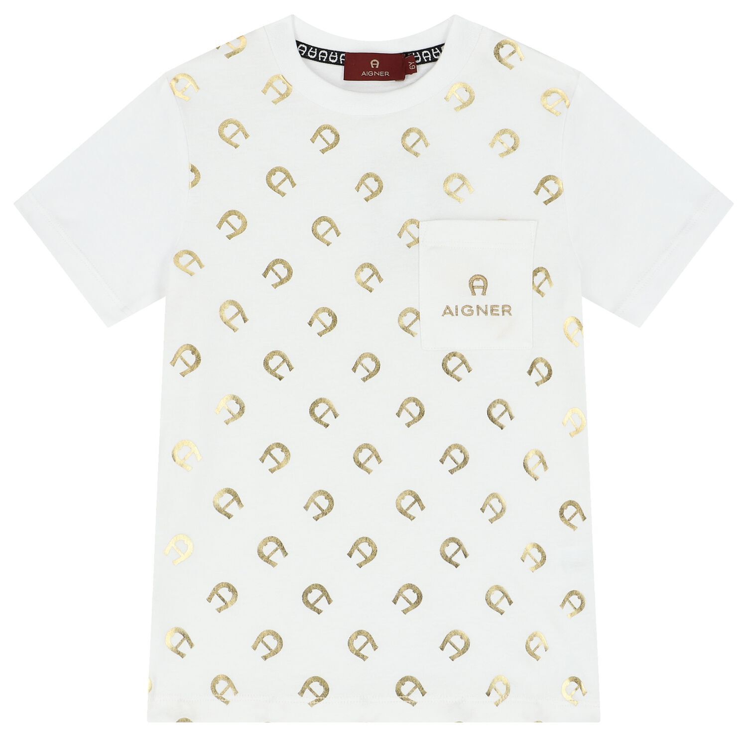 Boys White & Gold Logo T-Shirt, 1, hi-res