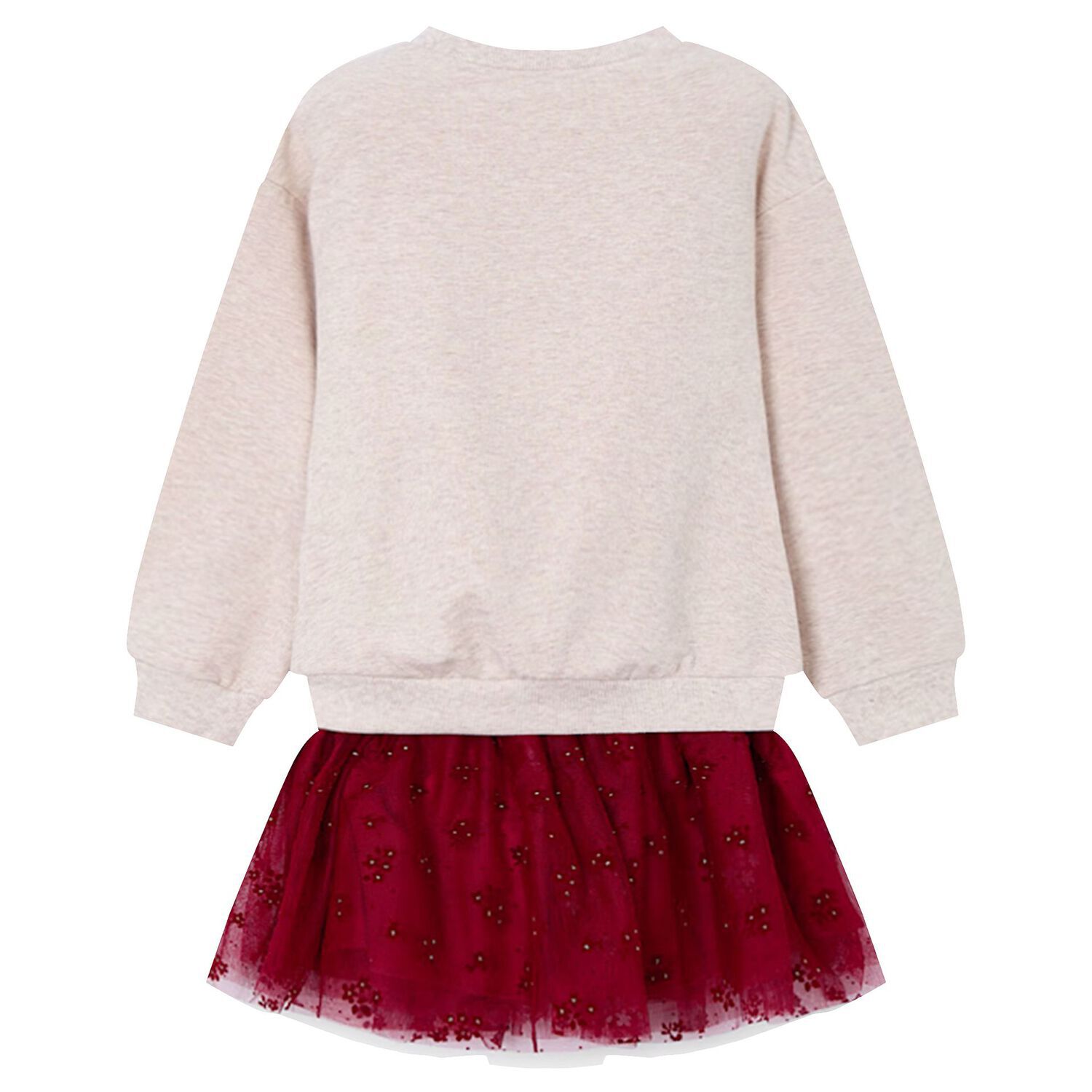 Girls Beige & Red Flower Skirt Set, 4, hi-res
