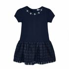 Girls Navy Blue Dress, 2, hi-res