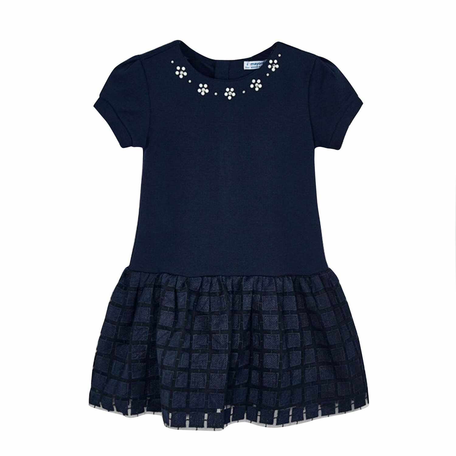 Girls Navy Blue Dress, 2, hi-res