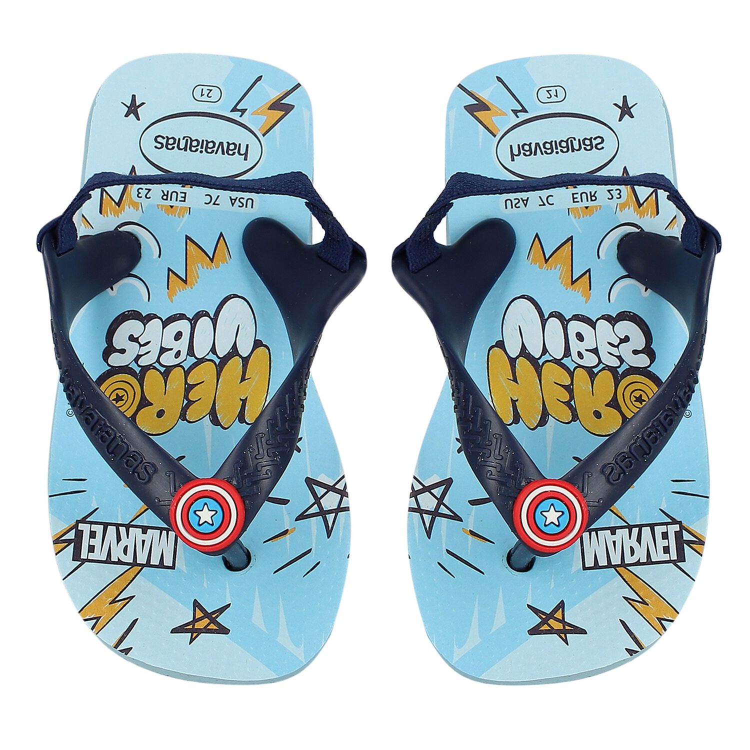 Boys Blue Marvel Logo Flip Flops, 1, hi-res image number null