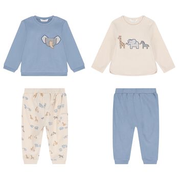 Baby Boys Beige & Blue Tracksuits ( 2 Pack )