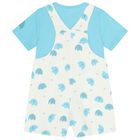 Baby Boys Turquoise & White Dungaree Set, 1, hi-res