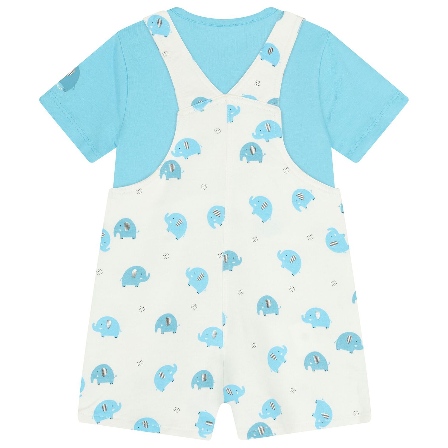 Baby Boys Turquoise & White Dungaree Set, 1, hi-res