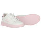 Girls White & Pink Logo Trainers, 1, hi-res