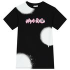 Girls Black & White Logo Dress, 1, hi-res