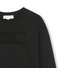 Girls Black Logo Long Sleeve Top, 1, hi-res