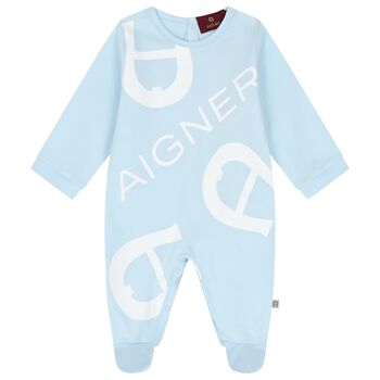 Baby Boys Blue Logo Babygrow