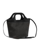 Girls Black Straw Handbag, 2, hi-res