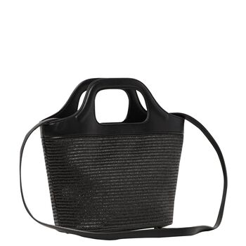 Girls Black Straw Handbag