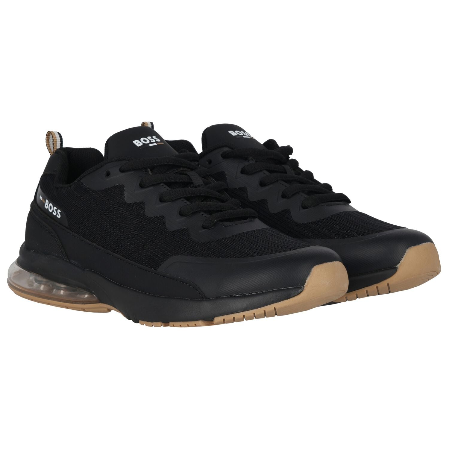 Boys Mini Me Black Logo Trainers, 1, hi-res