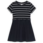 Girls Navy Blue Logo Dress, 4, hi-res