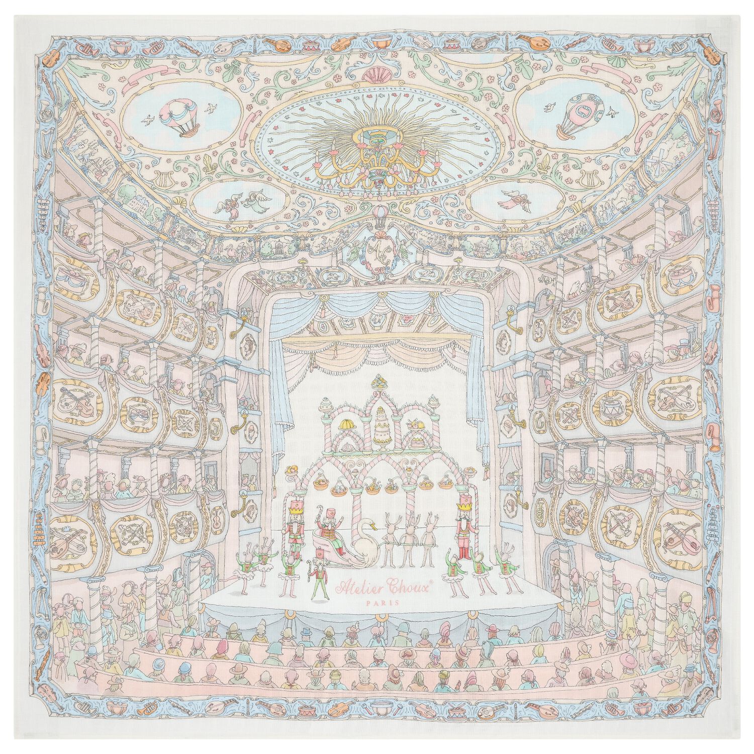 White & Blue Nutcracker Baby Swaddle Carré Blanket, 1, hi-res image number null