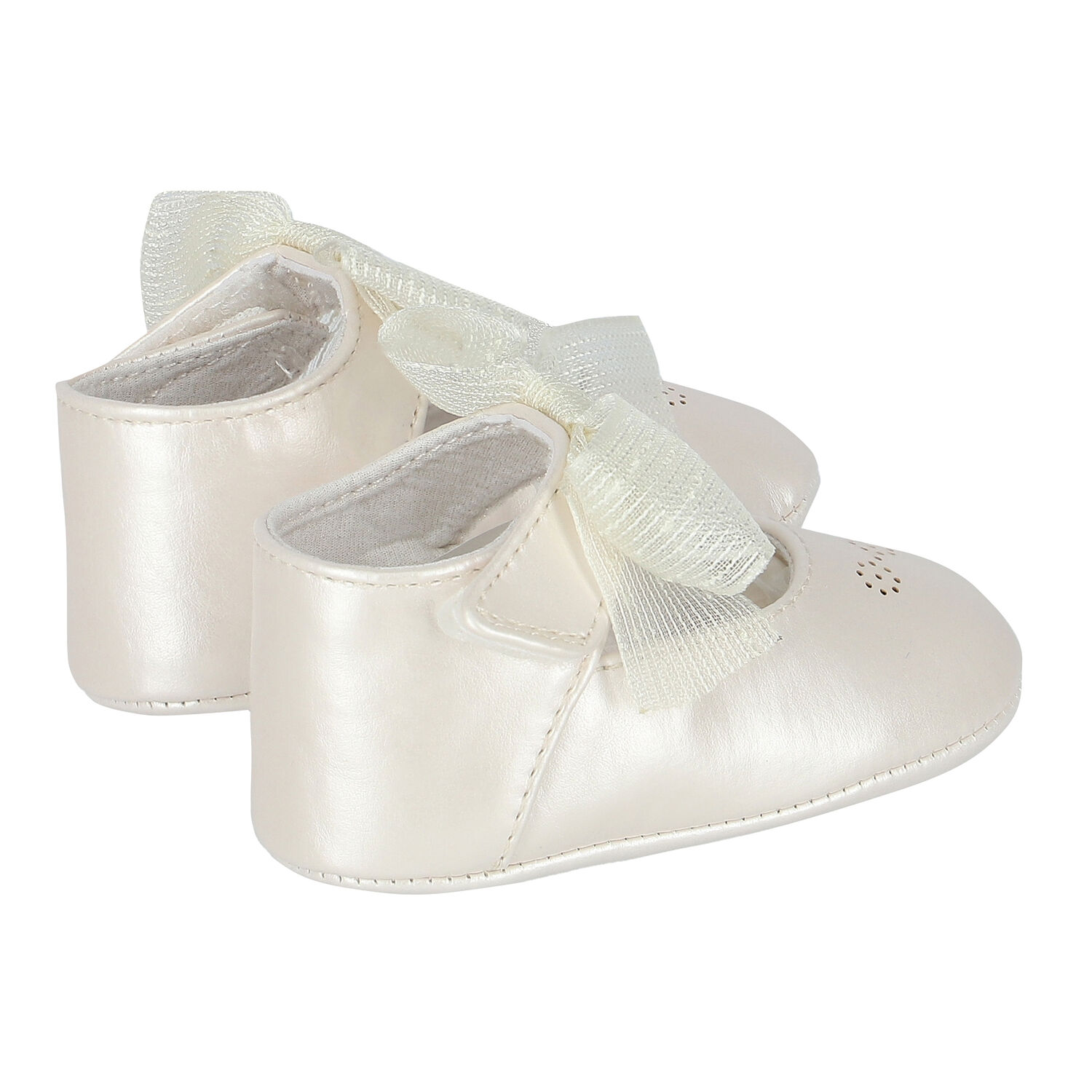 Baby Girls Gold Bow Pre Walker Shoes, 4, hi-res