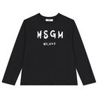 Black Logo Long Sleeve Top, 1, hi-res