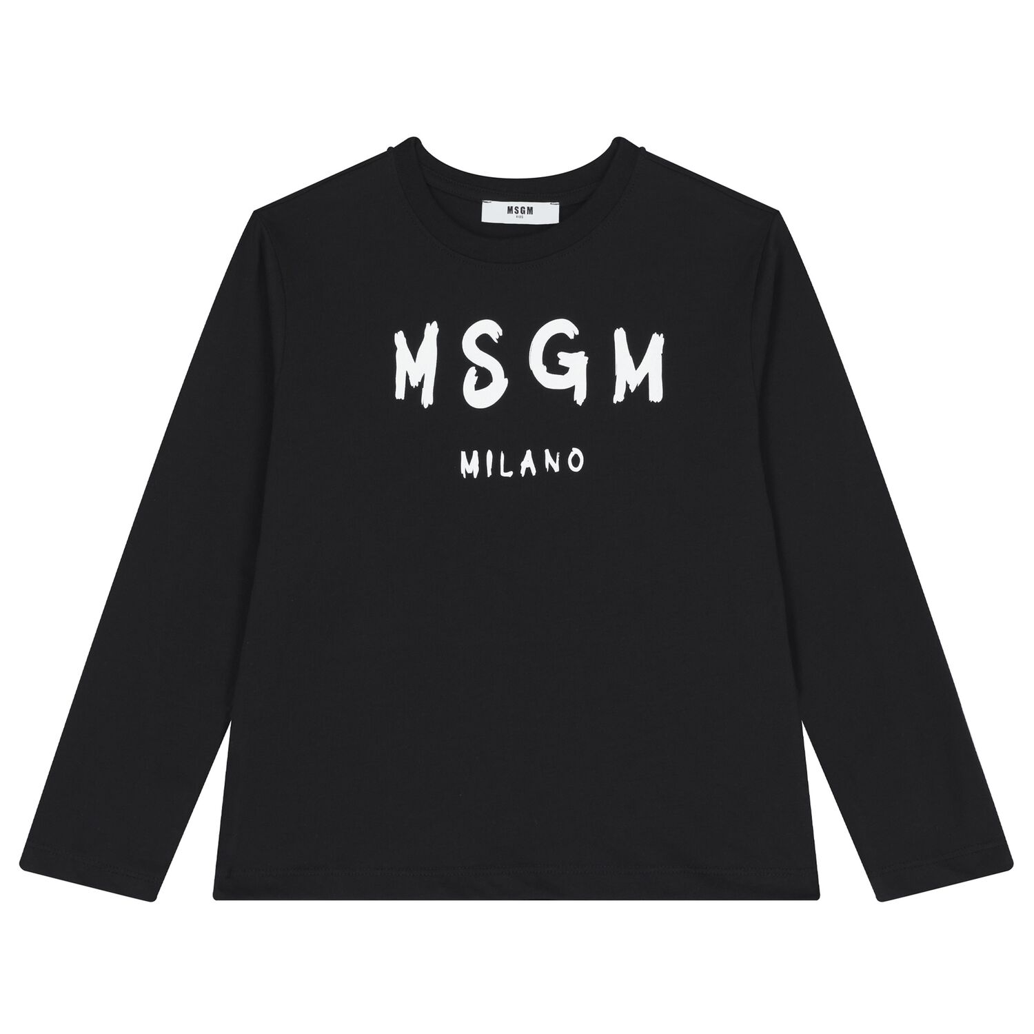 Black Logo Long Sleeve Top, 1, hi-res