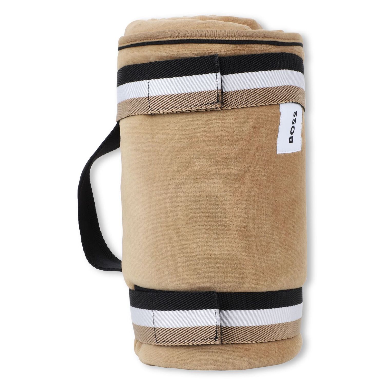 Beige & White Logo Padded Baby Blanket, 1, hi-res