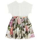 Girls Ivory & Pink Floral Dress, 1, hi-res