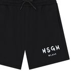 Boys Black Logo Shorts, 2, hi-res