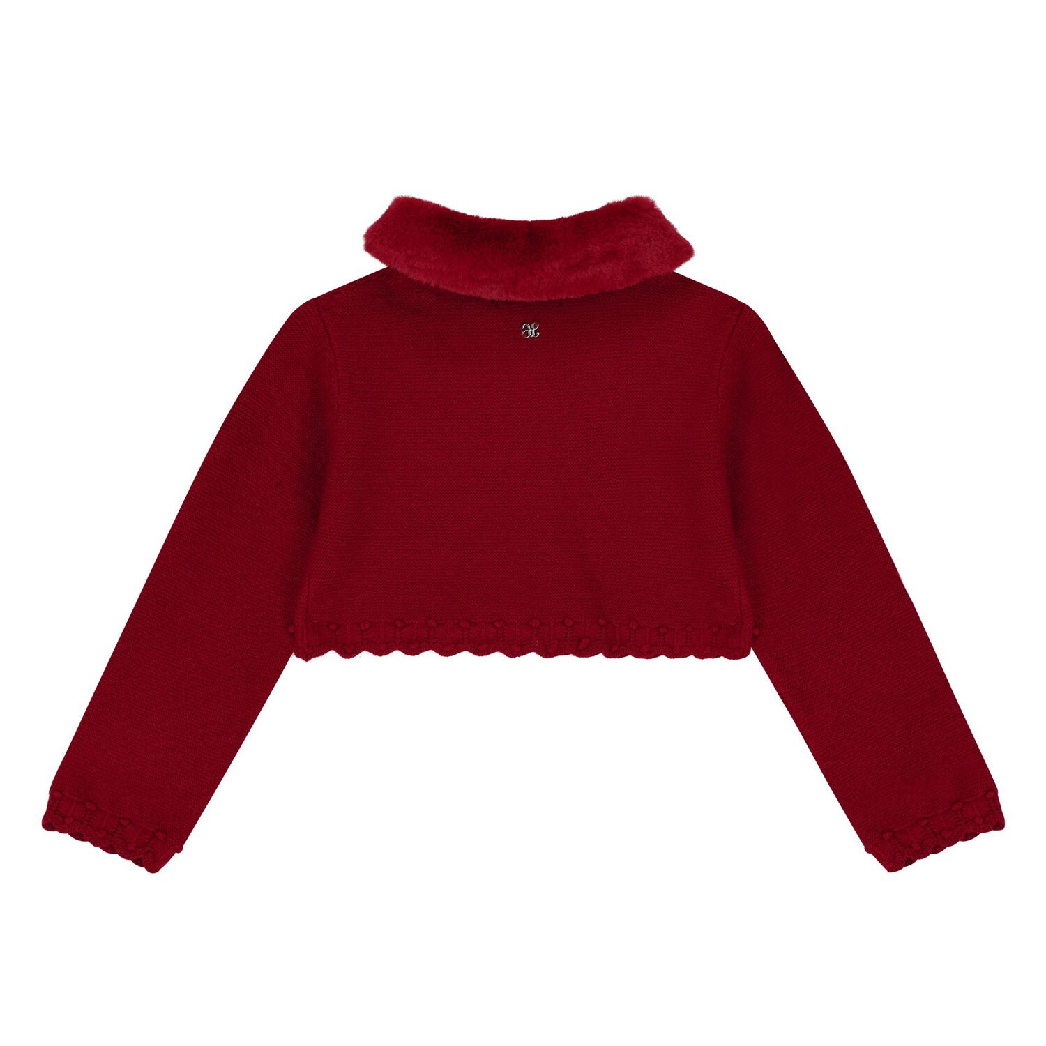 Baby Girls Red Faux Fur Cardigan, 1, hi-res