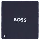 Baby Boys Navy Blue Logo Blanket, 1, hi-res