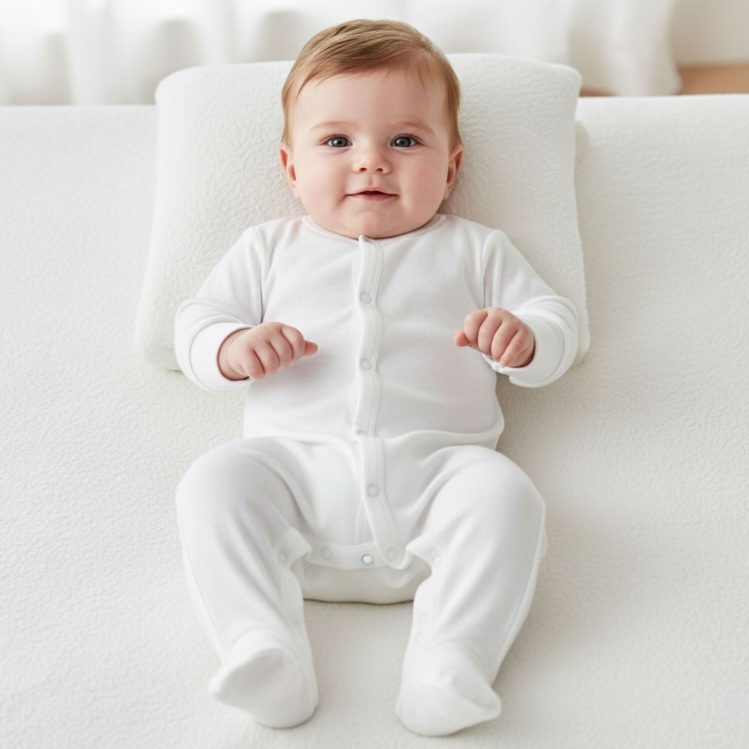 White Cotton Logo Babygrow, 1, hi-res