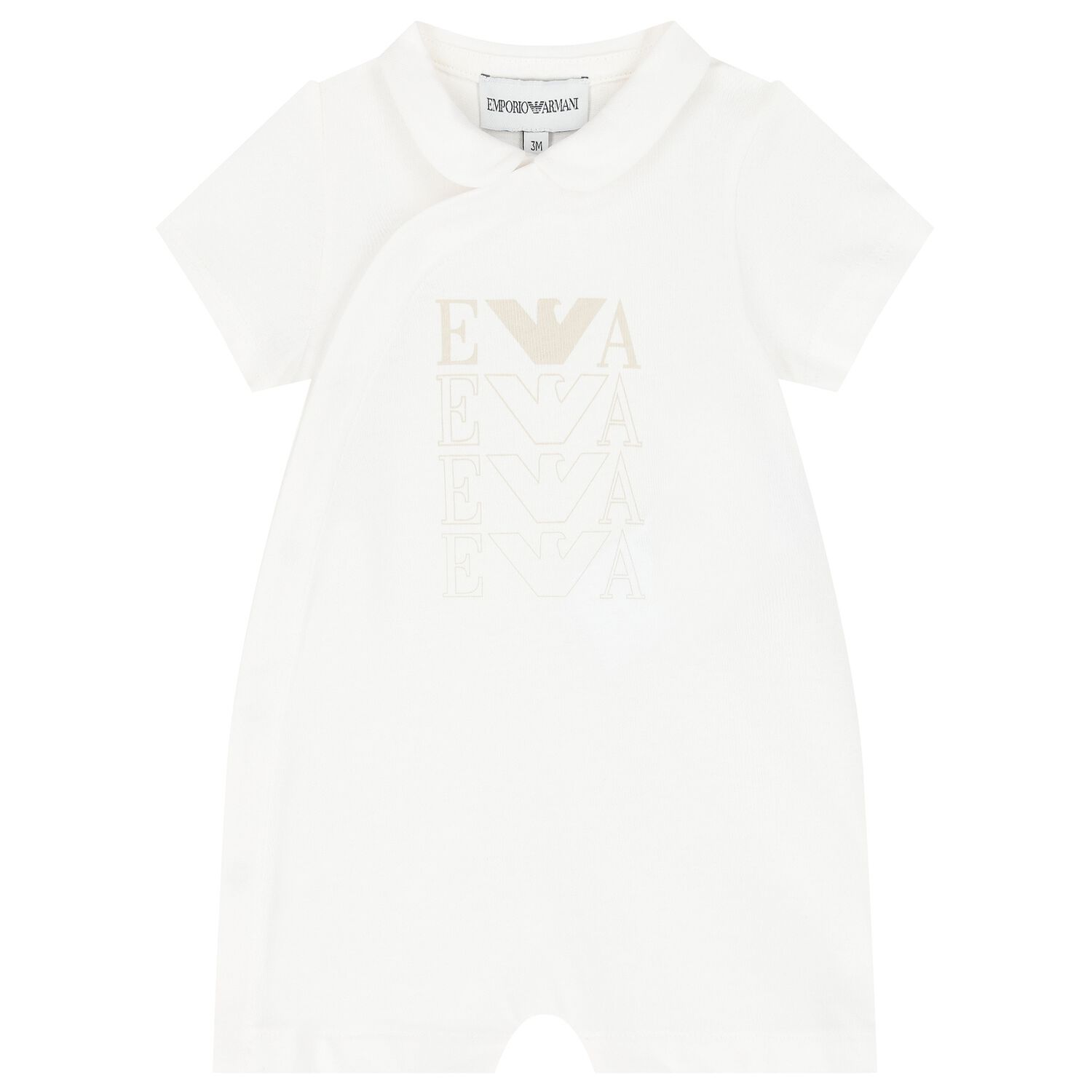 Baby Boys White Logo Romper, 1, hi-res