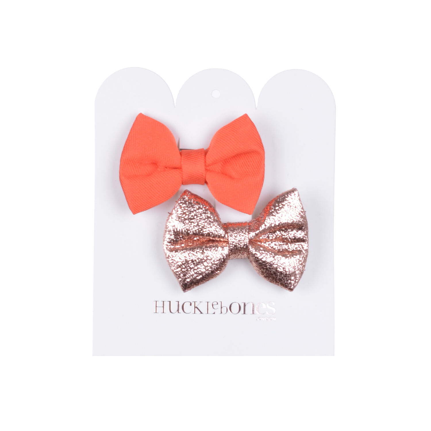 Girls Orange & Rose Gold Hairclip Set, 2, hi-res