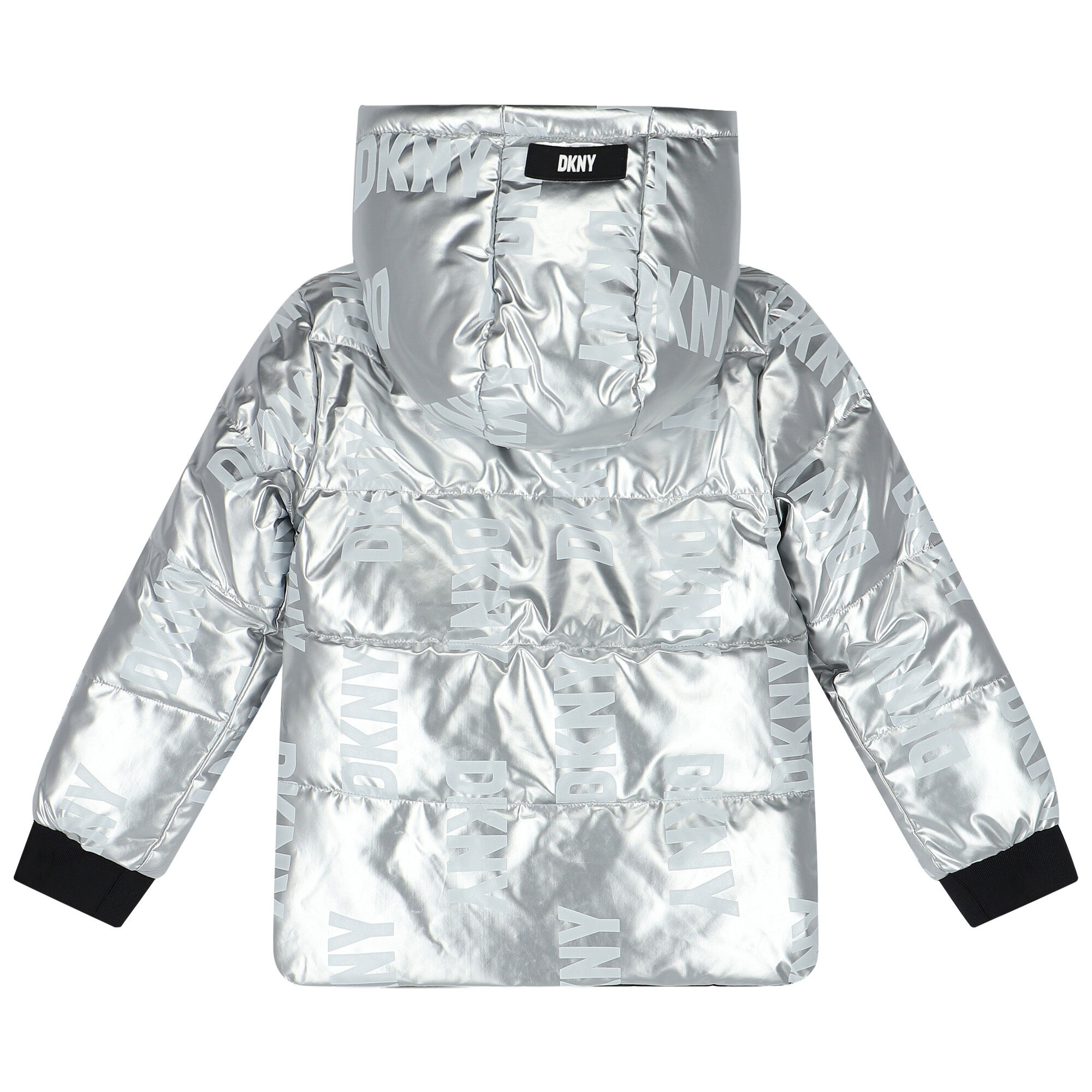 Dkny silver puffer jacket top