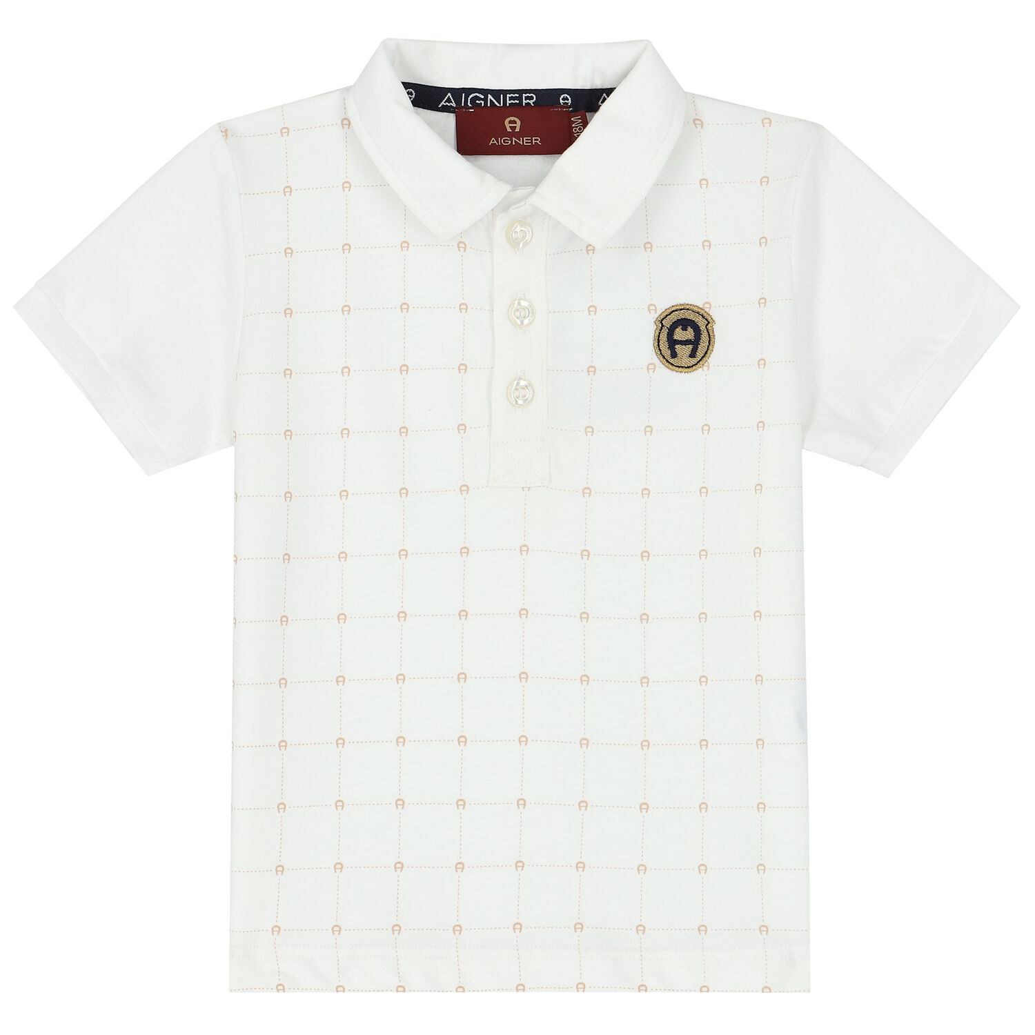 Younger Boys White Logo Polo Shirt, 2, hi-res