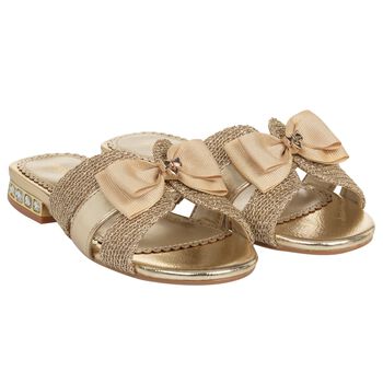 Girls Gold Embellished Sandals 