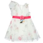 Girls White Floral Dress, 1, hi-res