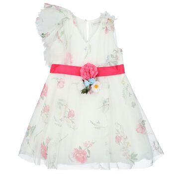 Girls White Floral Dress